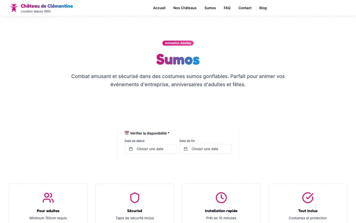 Page Sumos - Animation unique