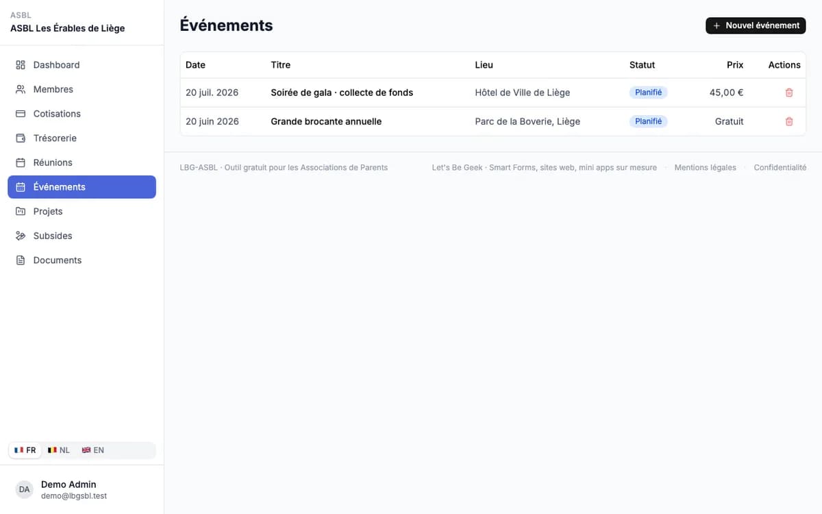 LBG-ASBL - evenements