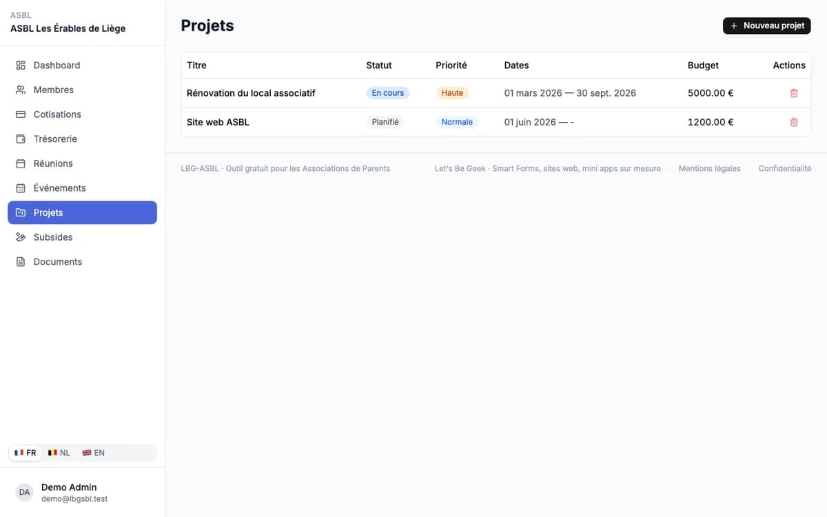 LBG-ASBL - projets