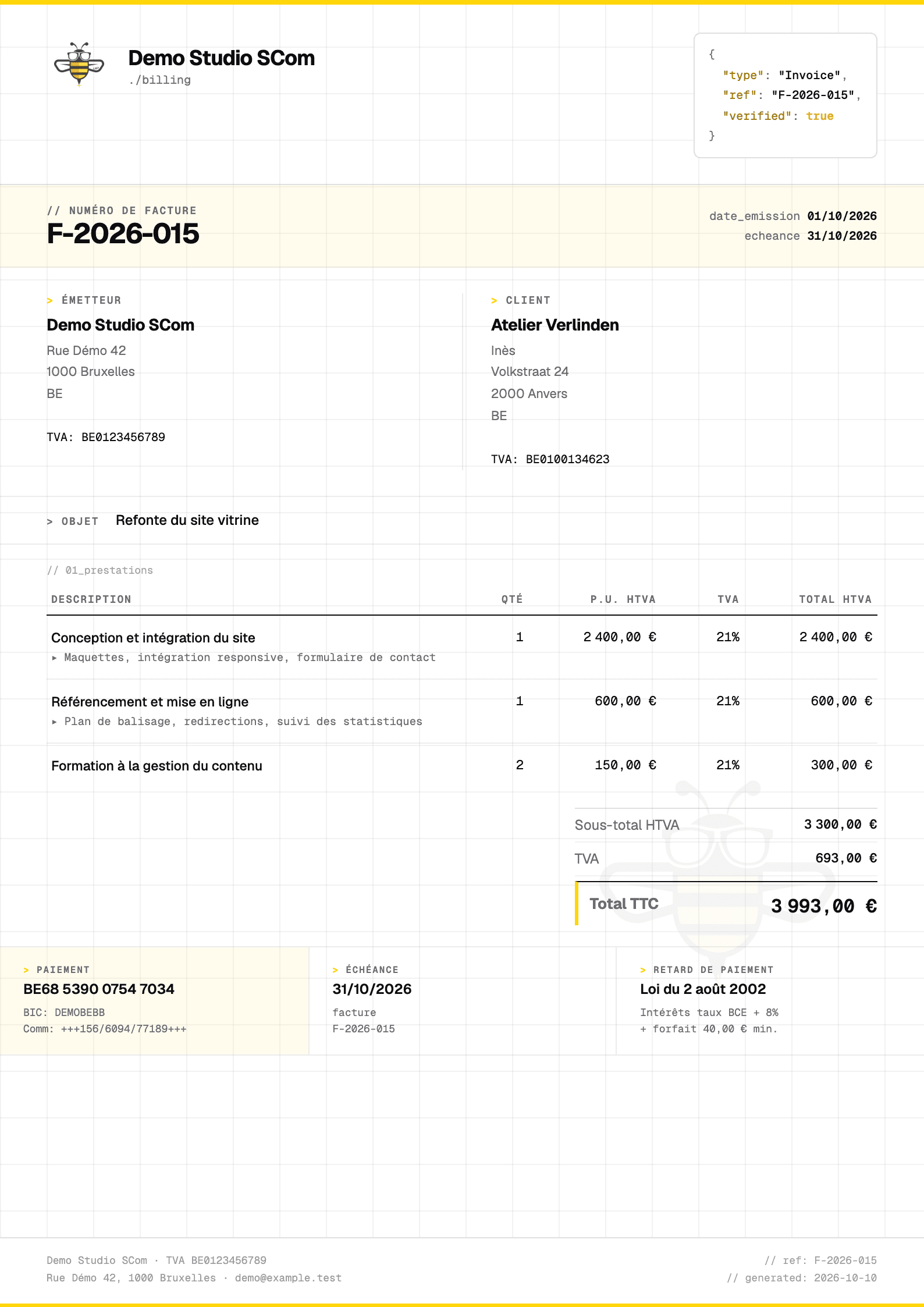 LBG Billing · PDF facture rendu Chromium