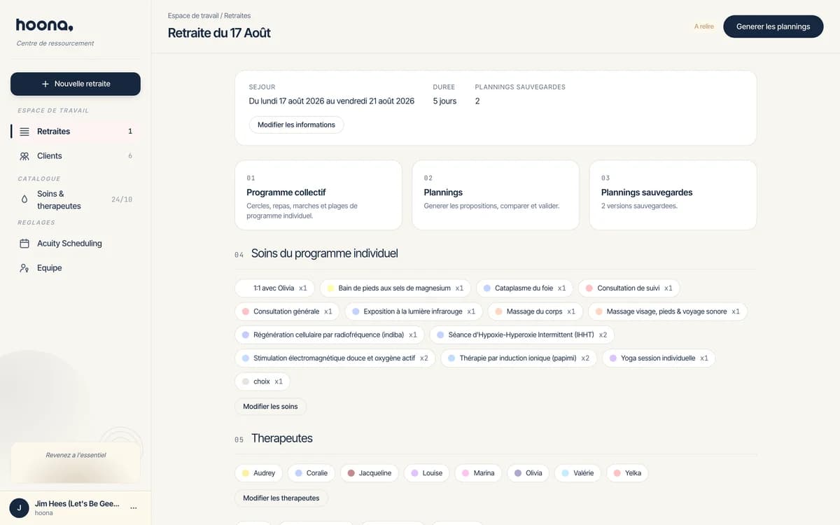 Hoona dashboard retraite