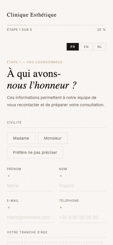 Parcours client injection mobile